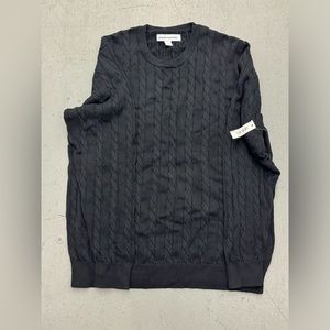 NWT L Men's Crewneck Cable Cotton Sweater